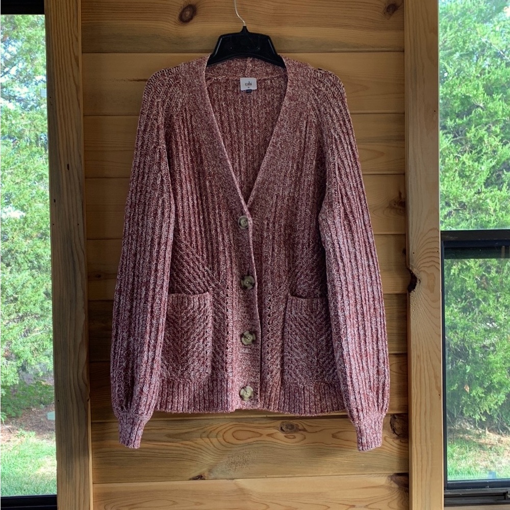 CAbi HEATHER MULTI-TONED SZ MEDIUM CARDIGAN with pockets